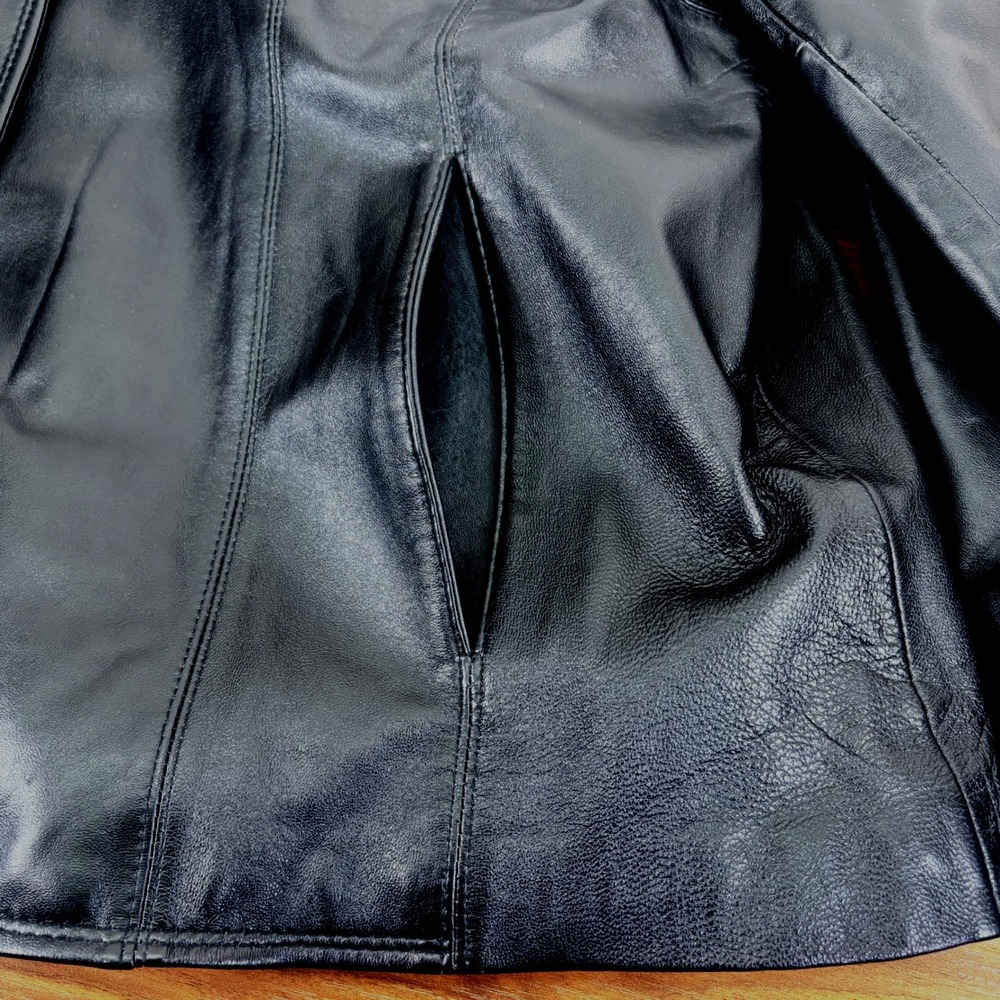 M Julian Womens Black Genuine Leather Lined Blazer Jacket Size 3X Button Front - Picture 4 of 13